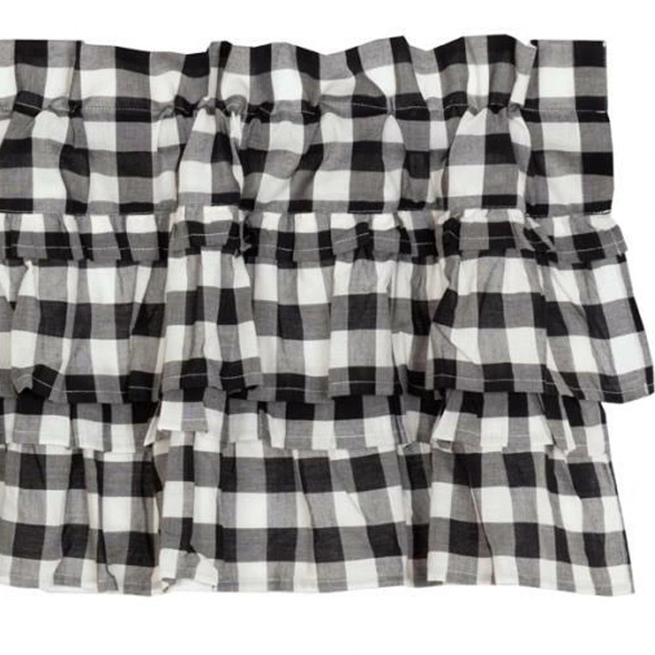 Annie Buffalo Check Black Valance - Ruffled 72x16 1 Annie Buffalo Check Black Valance - Ruffled 72x16