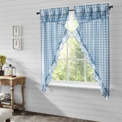 Annie Buffalo Check Blue Prairie Gathered Curtains - Ruffled 72x63 7 Annie Buffalo Check Blue Prairie Gathered Curtains - Ruffled 72x63 -Country Home Decor Store annie buffalo check blue prairie gathered curtains ruffled 72x63 810055892778 image3 60096.1754086193