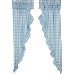 Alternative view of Annie Buffalo Check Blue Prairie Gathered Curtains - Ruffled 72x84