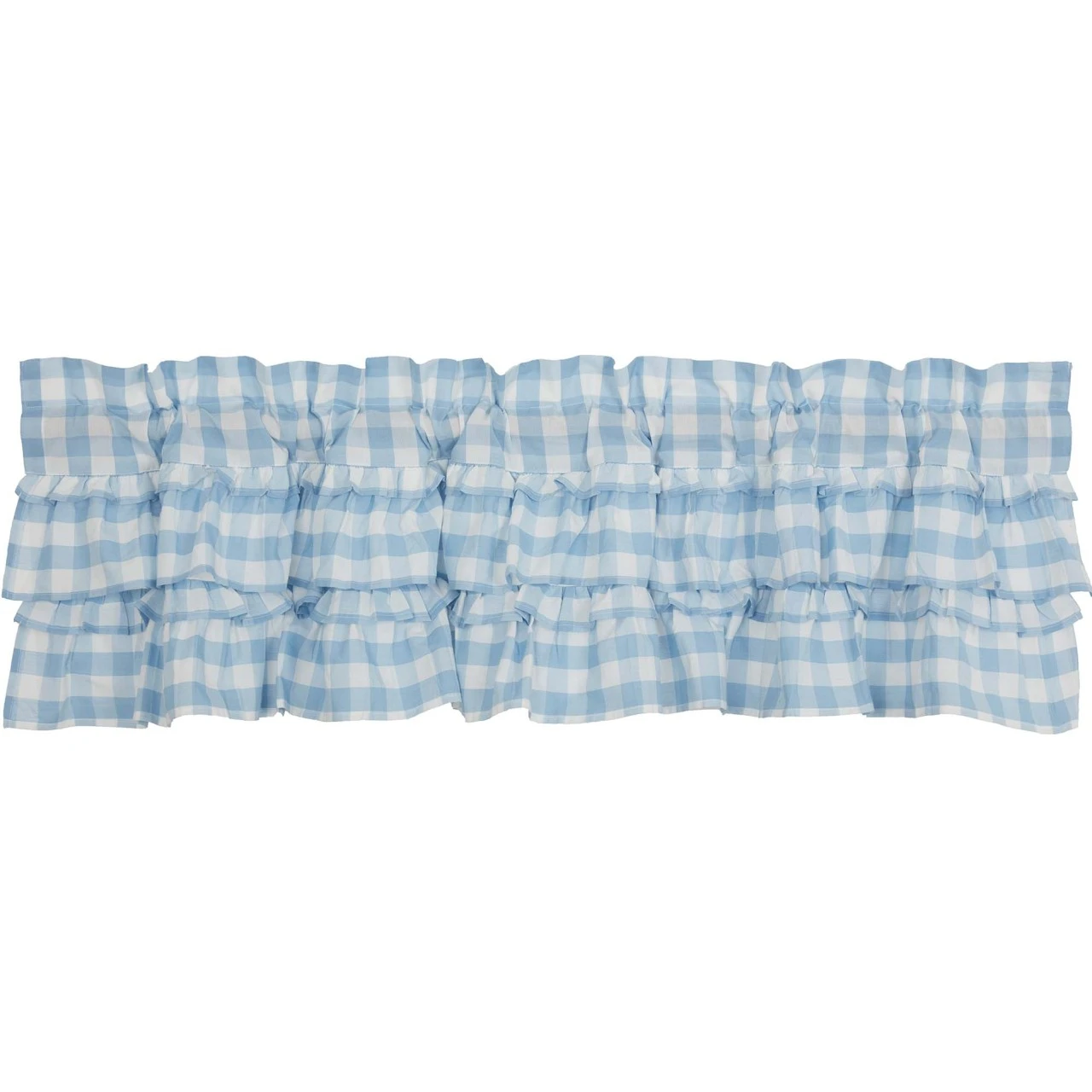 Annie Buffalo Check Blue Valance - Ruffled 60x16 2 Annie Buffalo Check Blue Valance - Ruffled 60x16 - Image 2