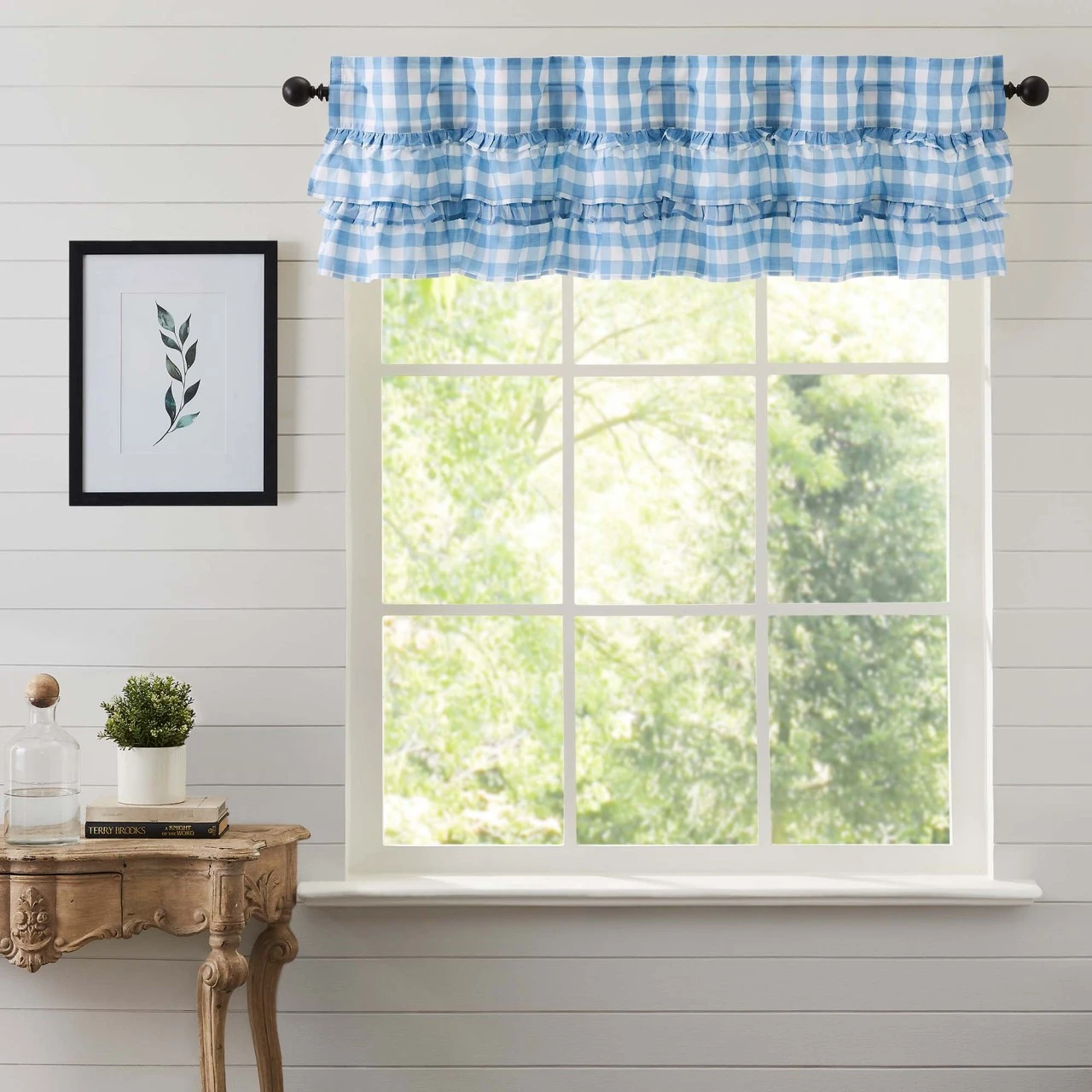 Annie Buffalo Check Blue Valance - Ruffled 60x16 3 Annie Buffalo Check Blue Valance - Ruffled 60x16 - Image 3