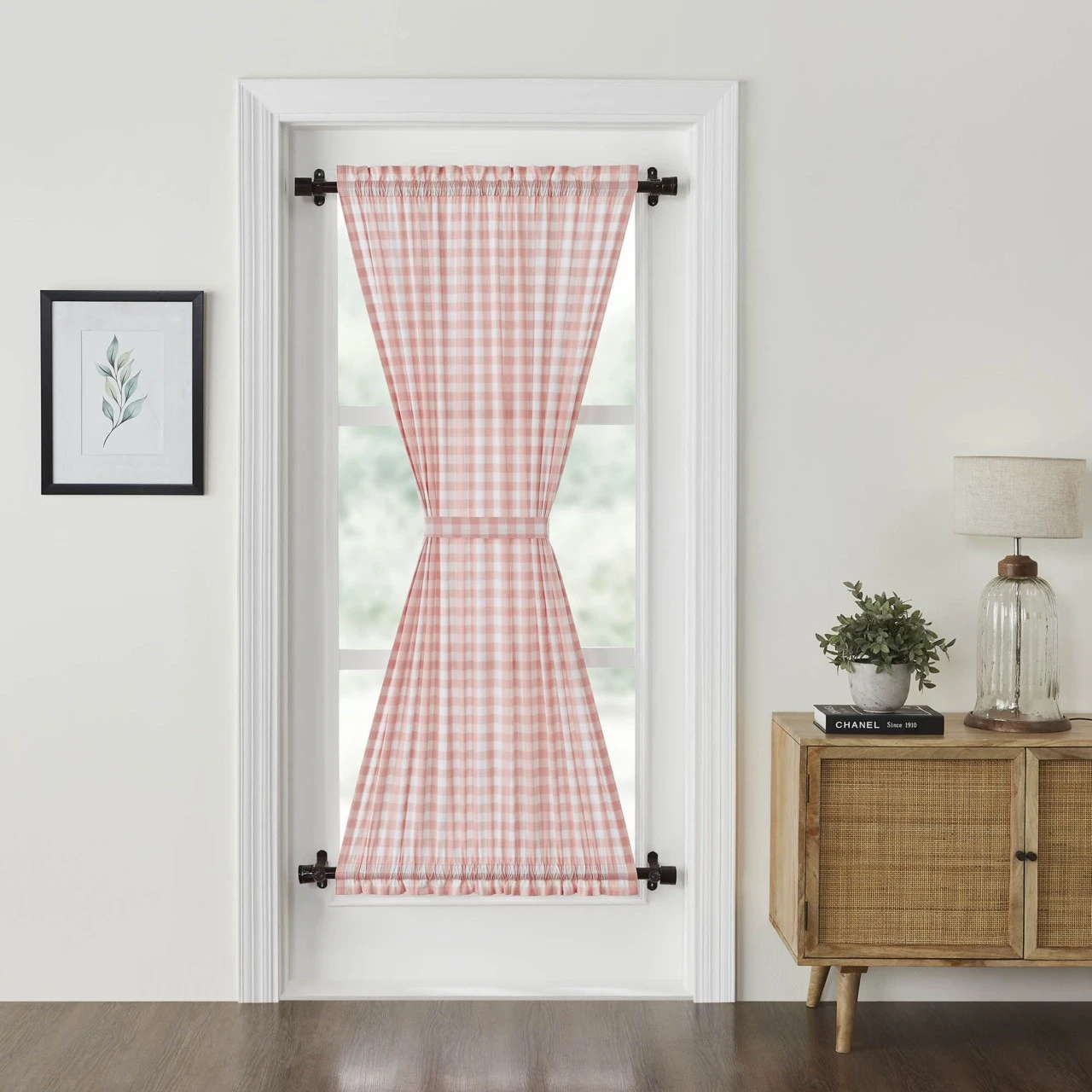 Annie Buffalo Check Coral Door Panel - 40x72 2 Annie Buffalo Check Coral Door Panel - 40x72 - Image 2
