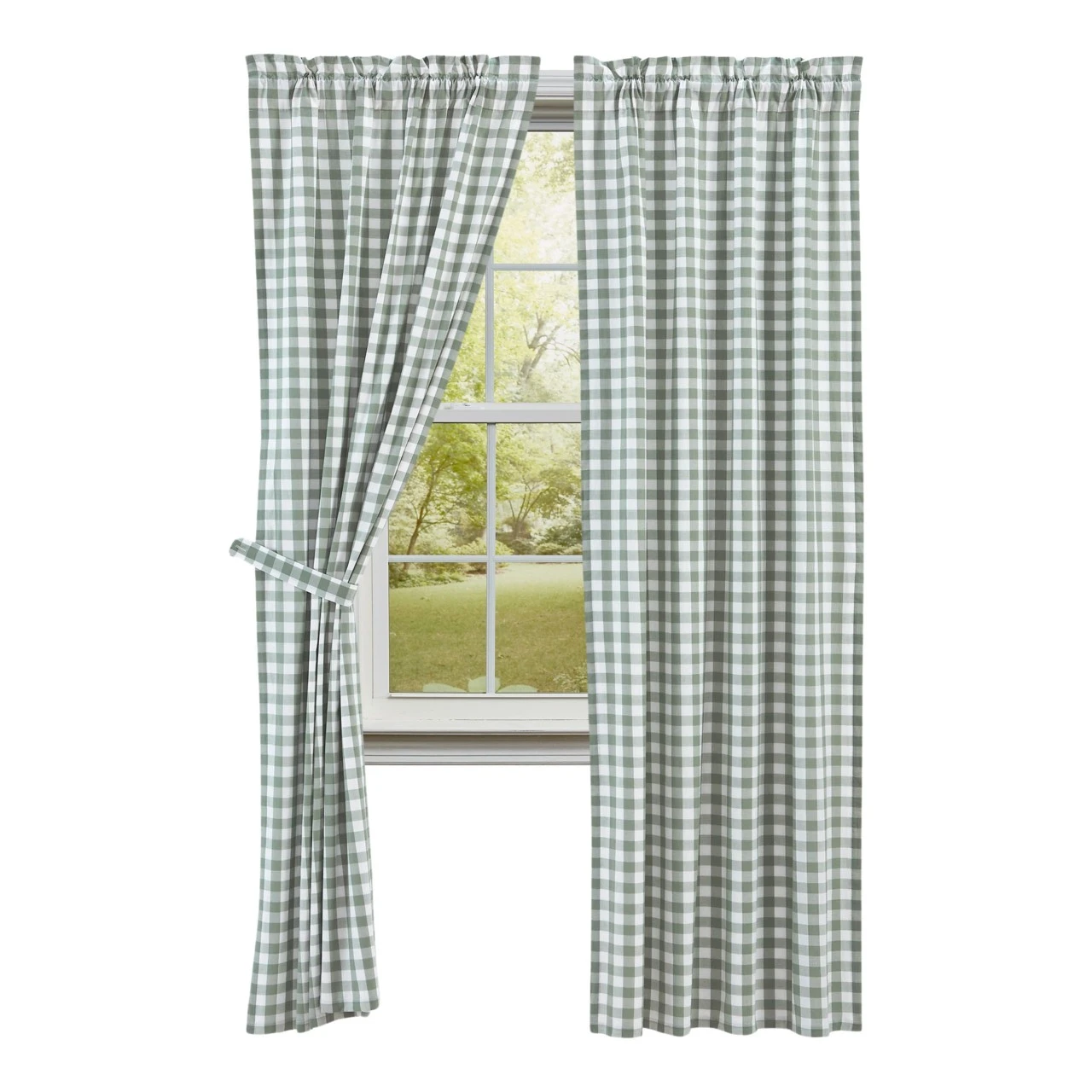 Annie Buffalo Check Green Panels - 80x84 1 Annie Buffalo Check Green Panels - 80x84