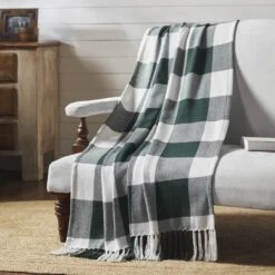 Alternative view of Annie Buffalo Check Green Woven Throw - 50x60