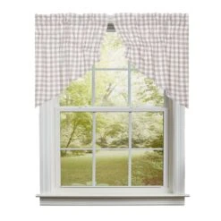 Annie Buffalo Check Grey Prairie Gathered Swags - 72x36