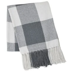 Annie Buffalo Check Grey Woven Throw