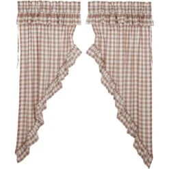 Alternative view of Annie Buffalo Check Portabella Prairie Gathered Curtains - Ruffled 72x63