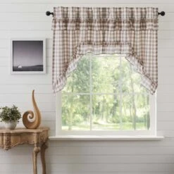 Annie Buffalo Check Portabella Swags - Ruffled 72x36 -Country Home Decor Store annie buffalo check portabella swags ruffled 72x36 810055893270 image3 98308.1754087104