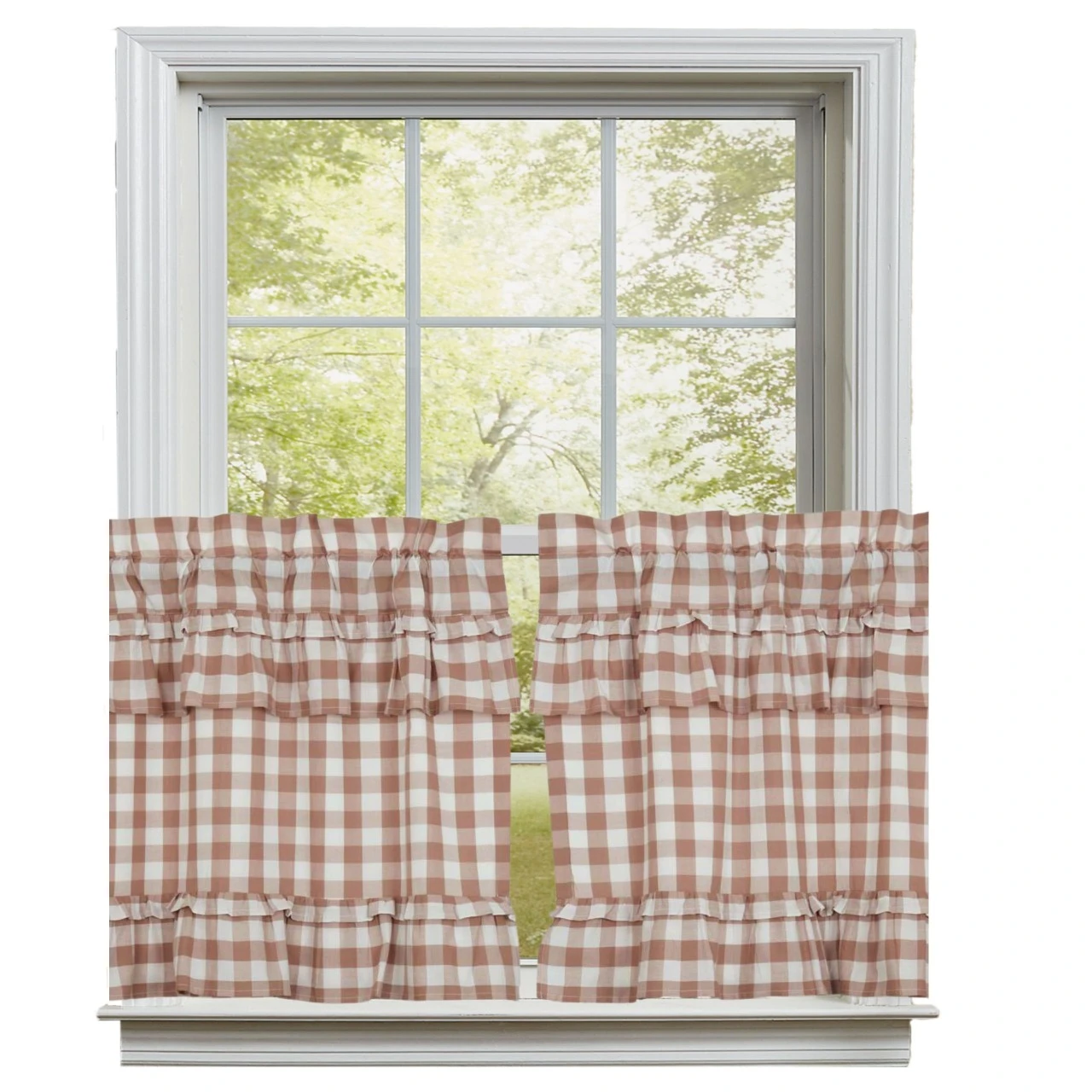 Annie Buffalo Check Portabella Tiers - Ruffled 72x24 1 Annie Buffalo Check Portabella Tiers - Ruffled 72x24