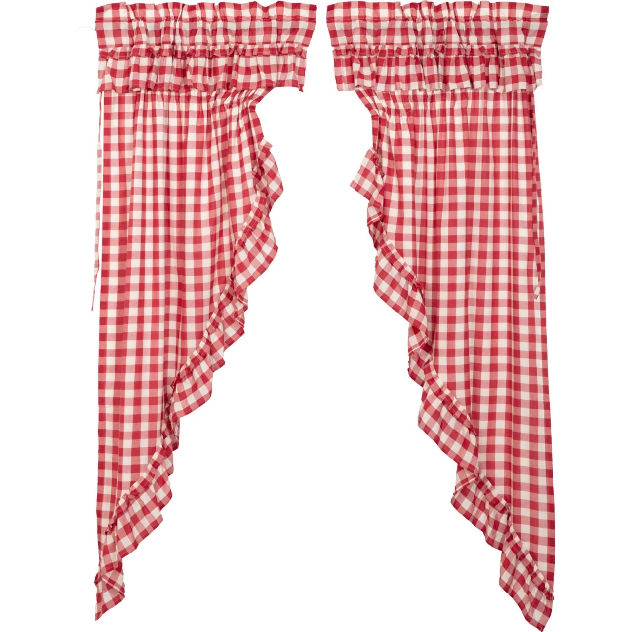 Annie Buffalo Check Red Prairie Gathered Curtains - Ruffled 72x63 2 Annie Buffalo Check Red Prairie Gathered Curtains - Ruffled 72x63 - Image 2