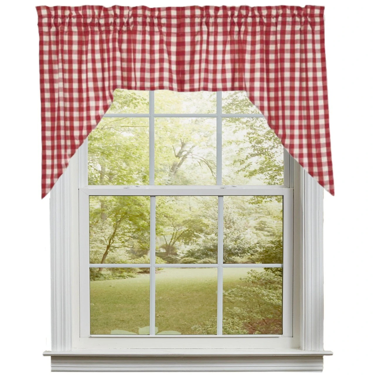 Annie Buffalo Check Red Swags - 72x36 1 Annie Buffalo Check Red Swags - 72x36