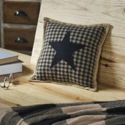 Black Check Star Pillow - 12x12 5 Black Check Star Pillow - 12x12 -Country Home Decor Store black check star pillow 12x12 840233928319 image2 14284.1754101532