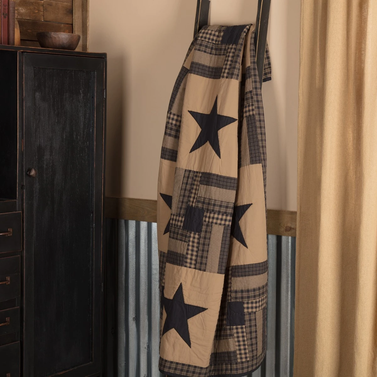 Black Check Star Quilted Throw 1 Black Check Star Quilted Throw