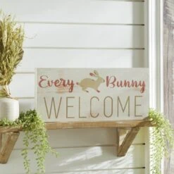Bunny Hop Every Bunny Welcome Sign - 16x7 -Country Home Decor Store bunny hop every bunny welcome sign 16x7 840233938592 image2 77825.1754102857