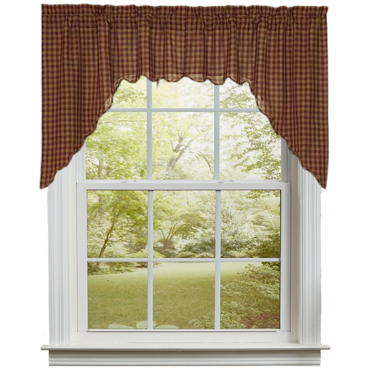Burgundy Check Swags - 72x36 1 Burgundy Check Swags - 72x36