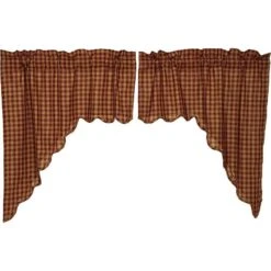 Alternative view of Burgundy Check Swags - 72x36