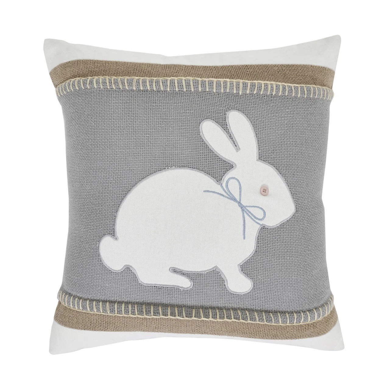 Burlap Applique Bunny Pillow - 18x18 1 Burlap Applique Bunny Pillow - 18x18