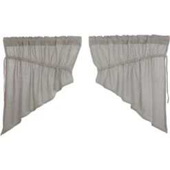 Alternative view of Burlap Dove Grey Prairie Gathered Curtains - 72x36