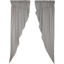 Alternative view of Burlap Dove Grey Prairie Gathered Curtains - 72x84