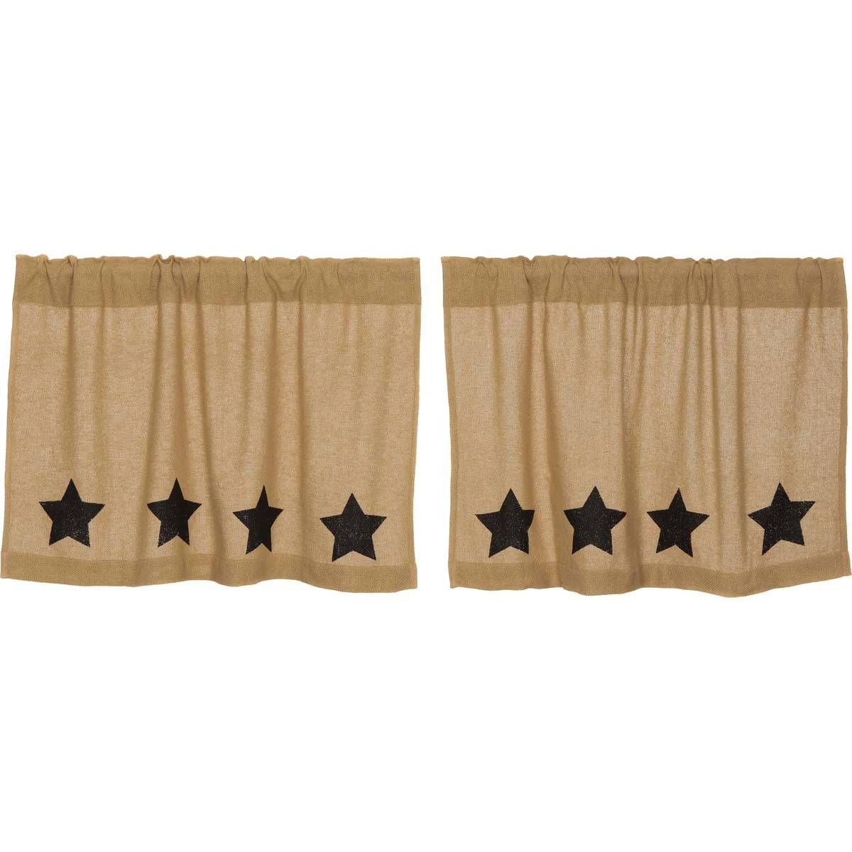 Burlap Natural Black Stars Tiers - 72x24 2 Burlap Natural Black Stars Tiers - 72x24 - Image 2