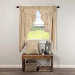 Burlap Vintage Prairie Gathered Curtains - 72x63 -Country Home Decor Store burlap vintage prairie gathered curtains 72x63 840528179556 image3 40037.1754084013