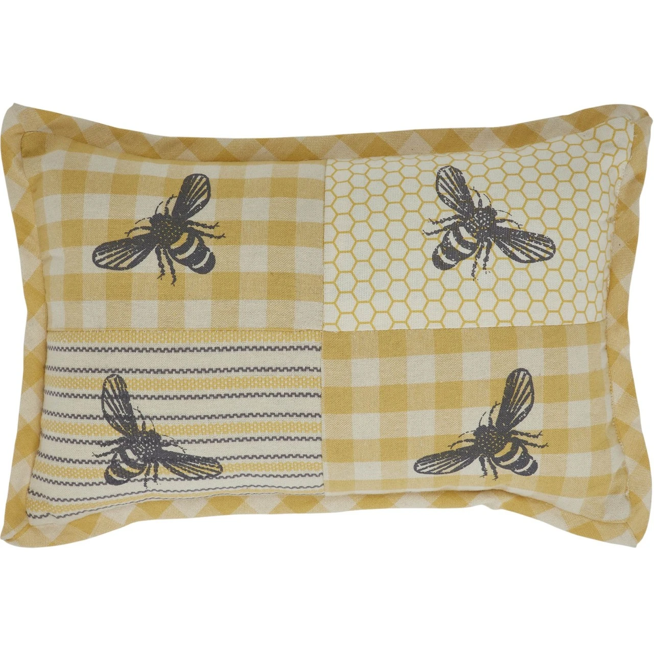 Buzzy Bees Patchwork Bee Pillow - 9.5x14 1 Buzzy Bees Patchwork Bee Pillow - 9.5x14