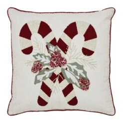 Candy Cane & Holly Pillow - 18x18