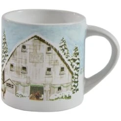 Christmas Barn Mugs - Set Of 4