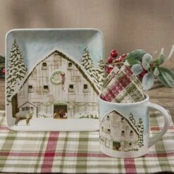 Alternative view of Christmas Barn Salad Plates - Set Of 4