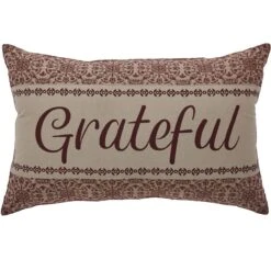 Custom House Burgundy Tan Jacquard Grateful Pillow - 14x22