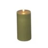 Dark Green Timer Candle - 6" Grooved Pillar 3D Flame