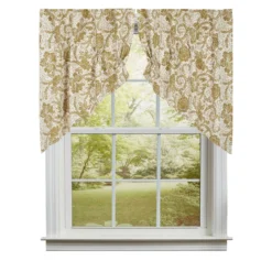 Dorset Gold Floral Prairie Gathered Curtains - 72x36