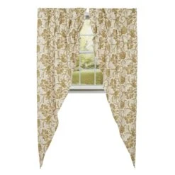 Dorset Gold Floral Prairie Gathered Curtains - 72x84