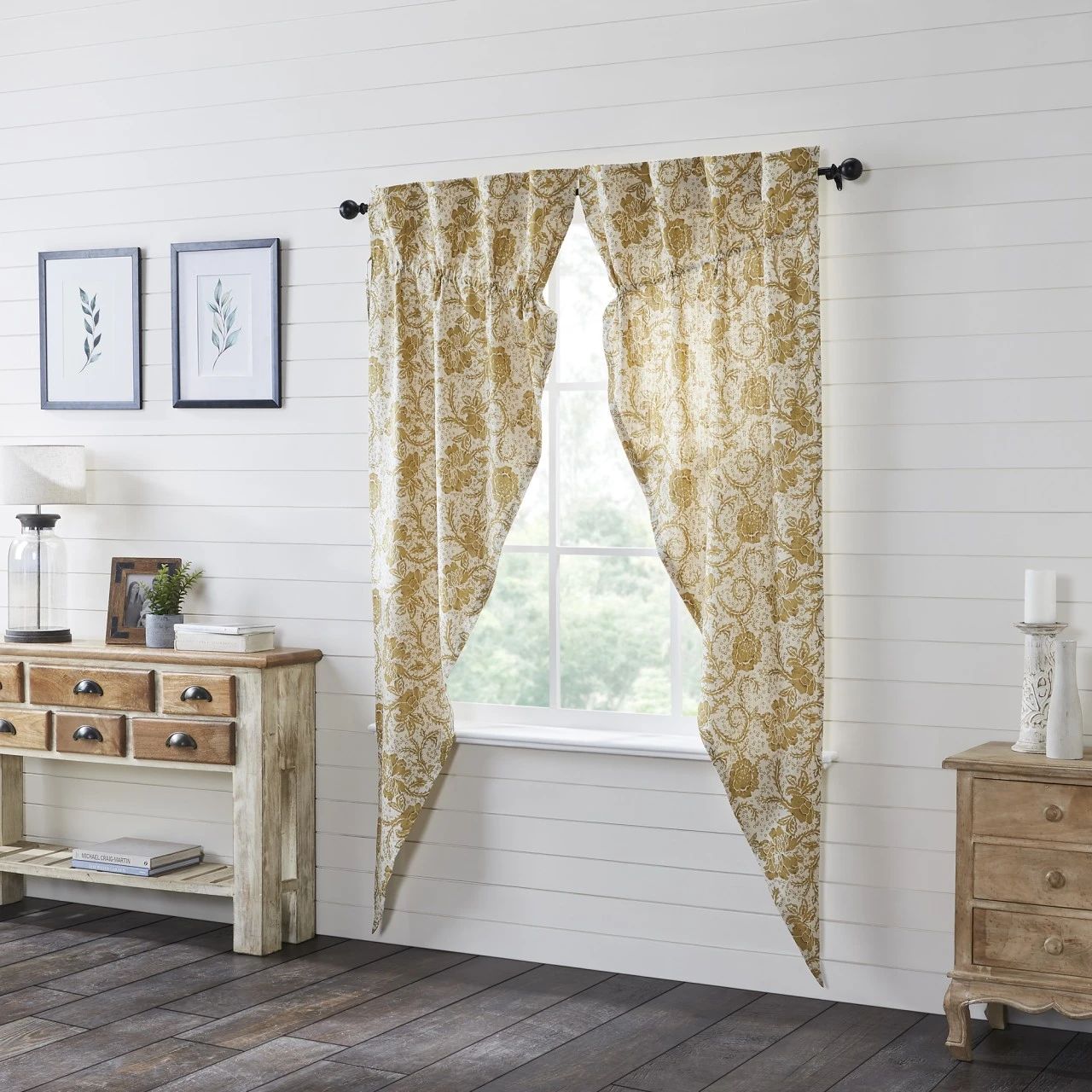 Dorset Gold Floral Prairie Gathered Curtains - 72x84 3 Dorset Gold Floral Prairie Gathered Curtains - 72x84 - Image 3