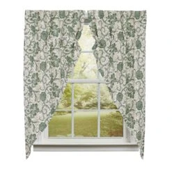 Dorset Green Floral Prairie Gathered Curtains - 72x63