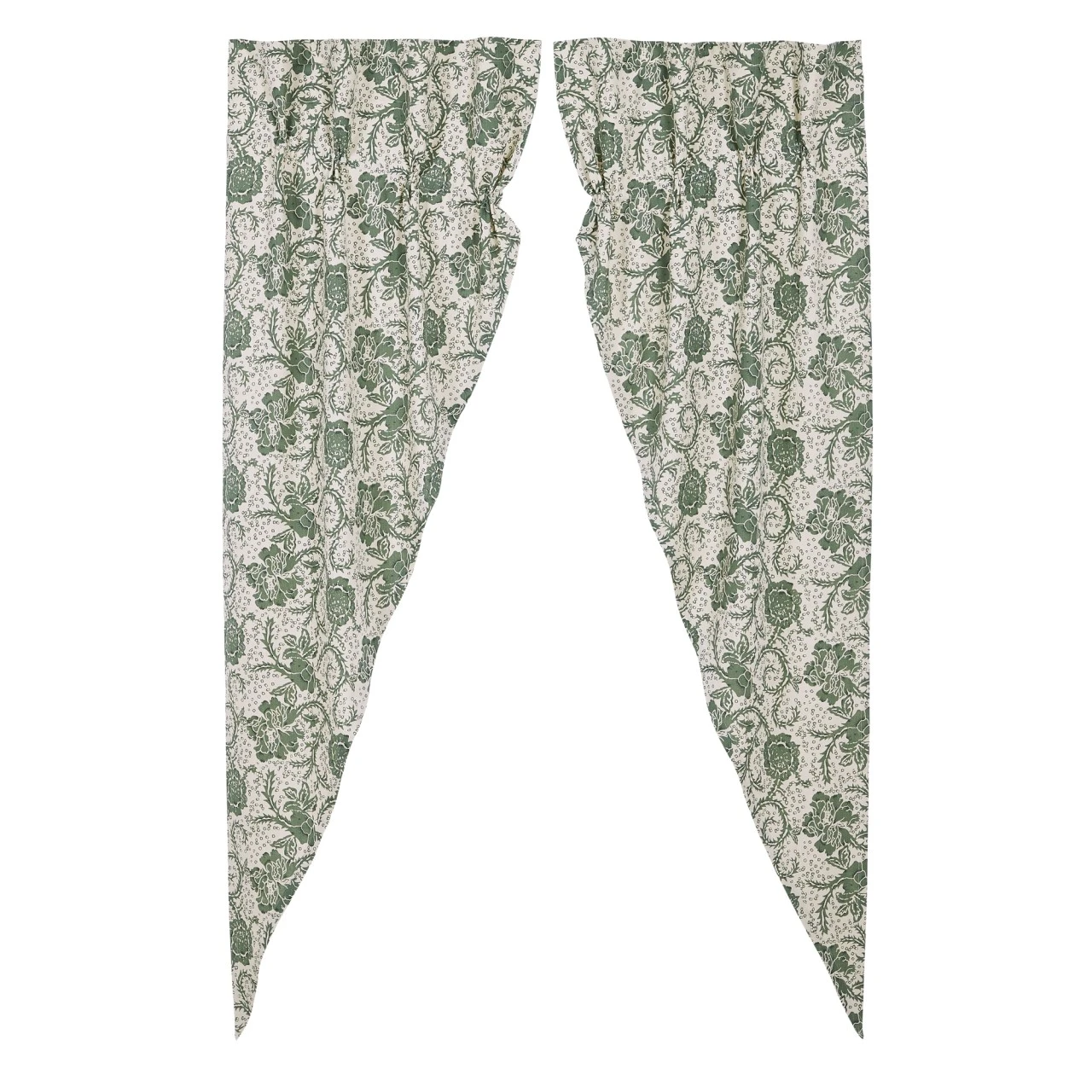 Dorset Green Floral Prairie Gathered Curtains - 72x84 2 Dorset Green Floral Prairie Gathered Curtains - 72x84 - Image 2