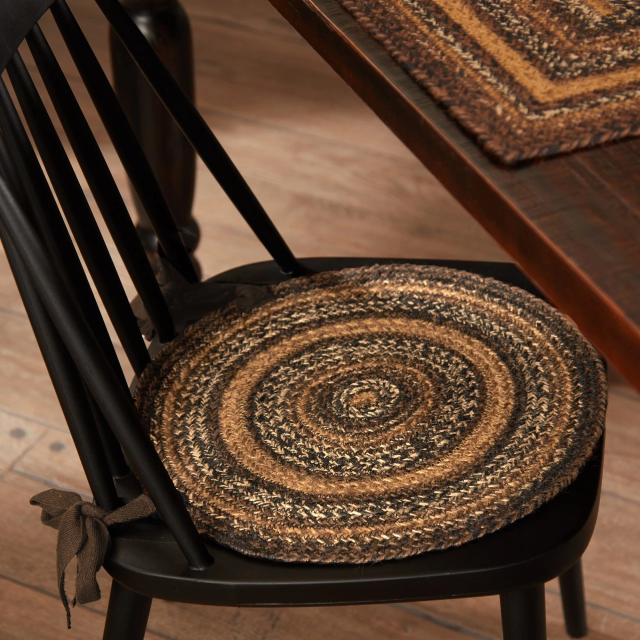Espresso Jute Chair Pads - Set Of 2 2 Espresso Jute Chair Pads - Set Of 2 - Image 2