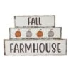 Fall Farmhouse Pumpkins Block Sign - Set Of 3