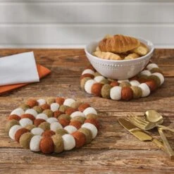 Alternative view of Fall Wool Ball Trivet - 8"