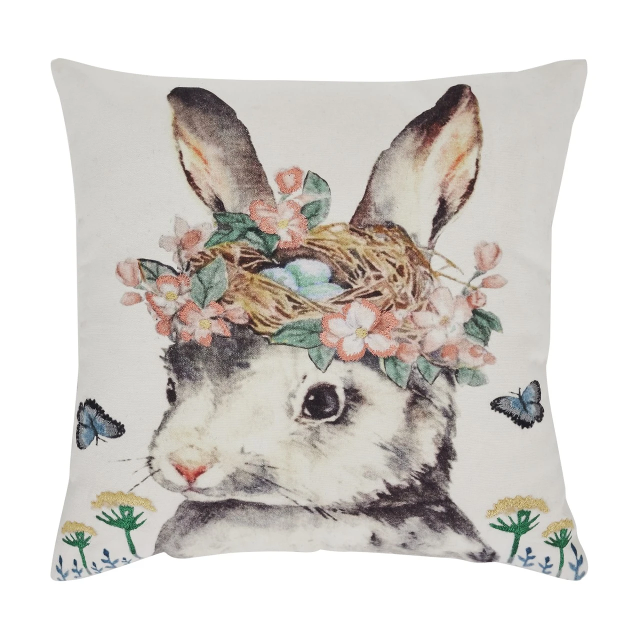 Garden Bunny Pillow - 18x18 1 Garden Bunny Pillow - 18x18