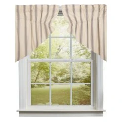 Grace Grain Sack Stripe Prairie Gathered Curtains - 72x36