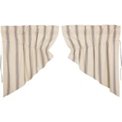 Alternative view of Grace Grain Sack Stripe Prairie Gathered Curtains - 72x36
