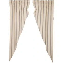 Alternative view of Grace Grain Sack Stripe Prairie Gathered Curtains - 72x84