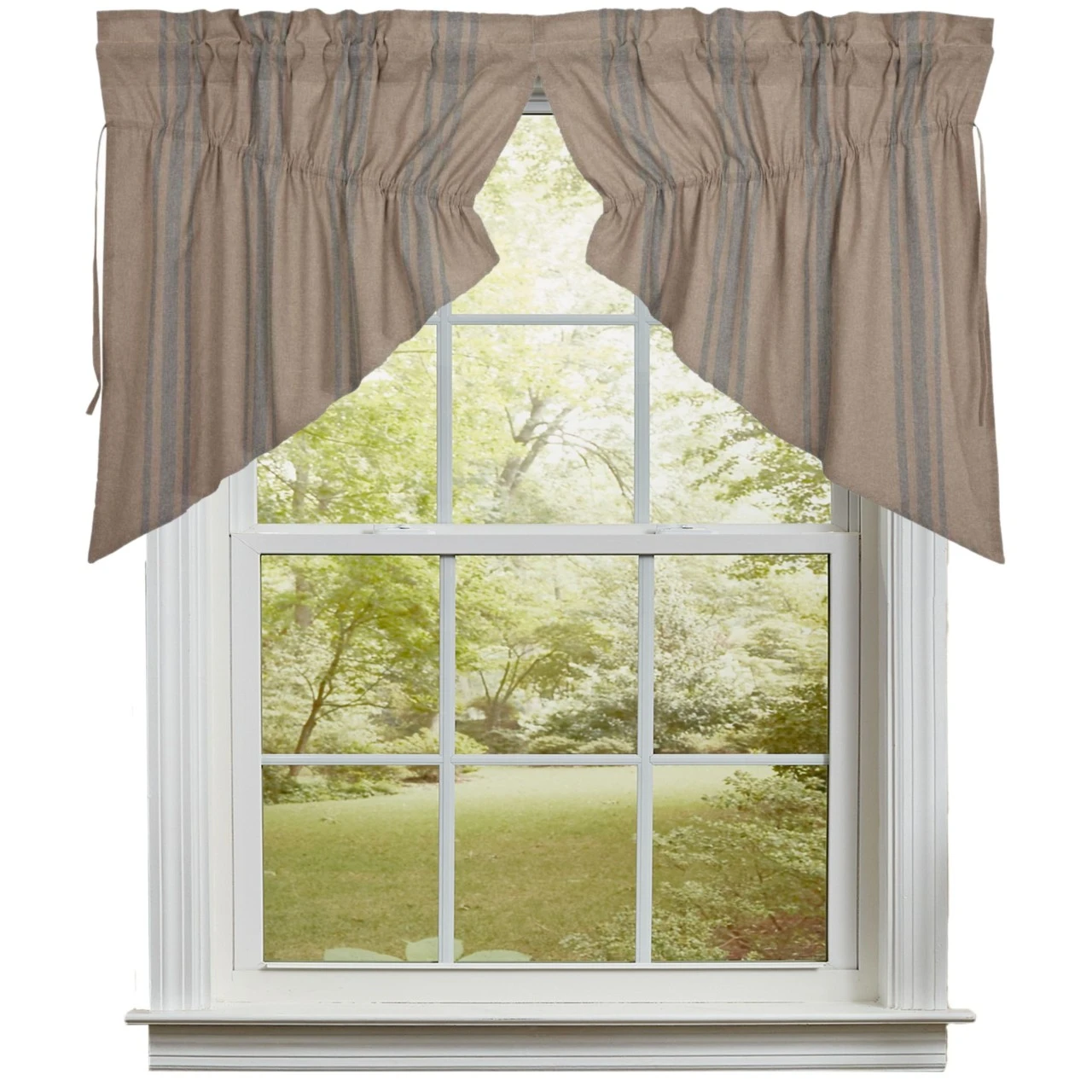 Grain Sack Blue Prairie Gathered Curtains - 72x36 1 Grain Sack Blue Prairie Gathered Curtains - 72x36