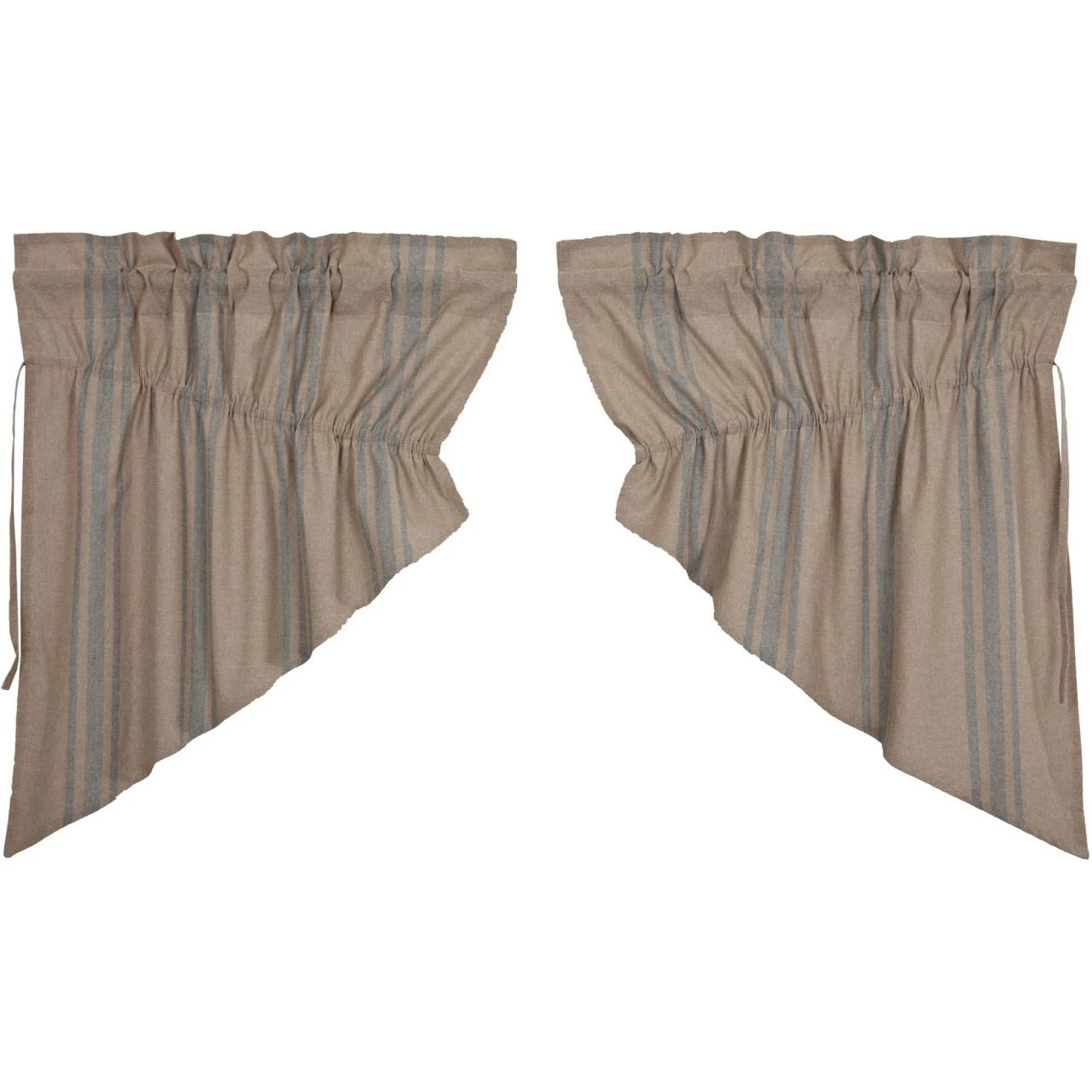 Grain Sack Blue Prairie Gathered Curtains - 72x36 2 Grain Sack Blue Prairie Gathered Curtains - 72x36 - Image 2