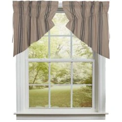 Grain Sack Charcoal Prairie Gathered Curtains - 72x36