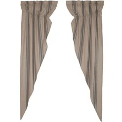 Alternative view of Grain Sack Charcoal Prairie Gathered Curtains - 72x84