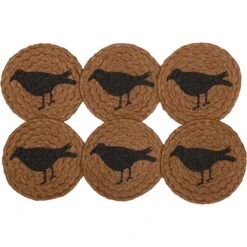 Alternative view of Heritage Farms Crow Jute Coasters - Set Of 6