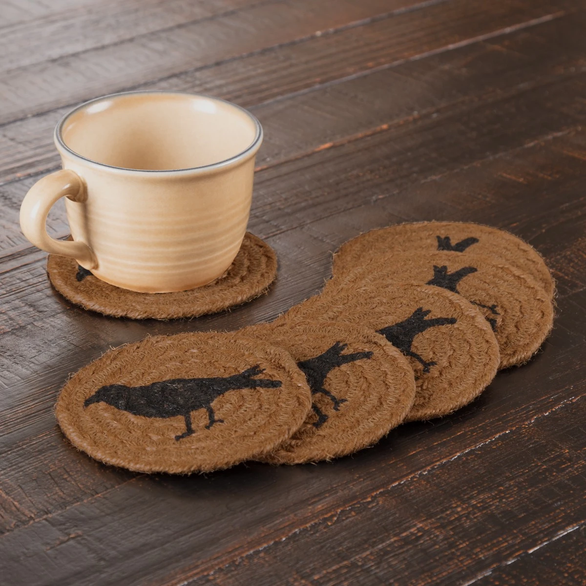 Heritage Farms Crow Jute Coasters - Set Of 6 3 Heritage Farms Crow Jute Coasters - Set Of 6 - Image 3