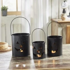 Alternative view of Jack O Lantern Bucket Tealight Holders - Black Set Of 3